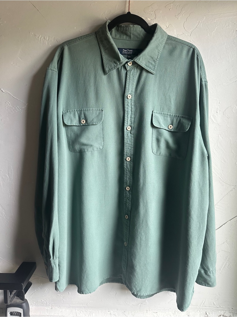 Quiet Luxury Sage Silk Cotton Shirt Nat Nast Resort Coastal Elevated Men’s XXL
